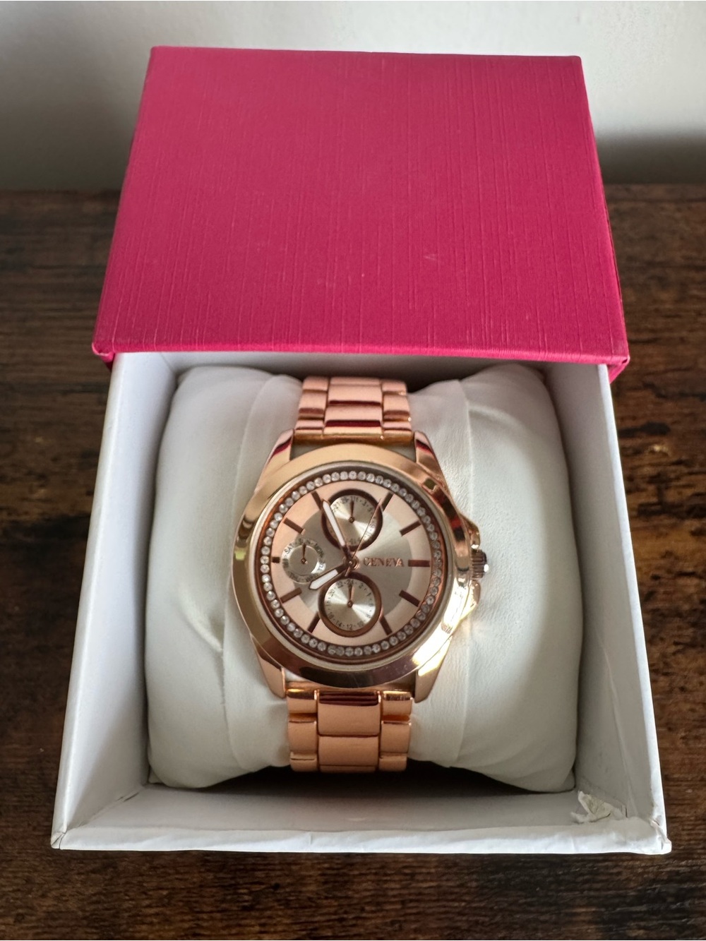 Geneva Rose Gold Women's Bracelet Watch with Crystal Accents